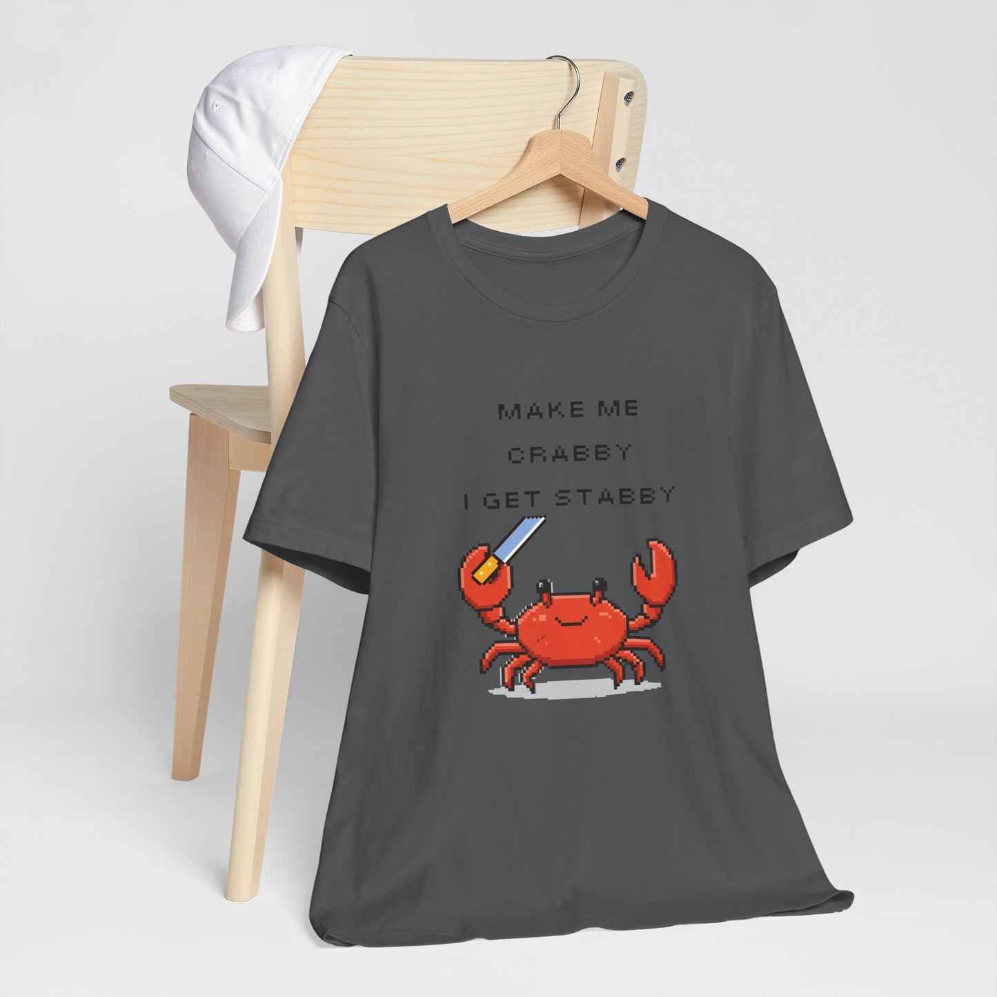 Make Me Crabby I Get Stabby crab graphic T-Shirt | Cute Pixel Crab tee