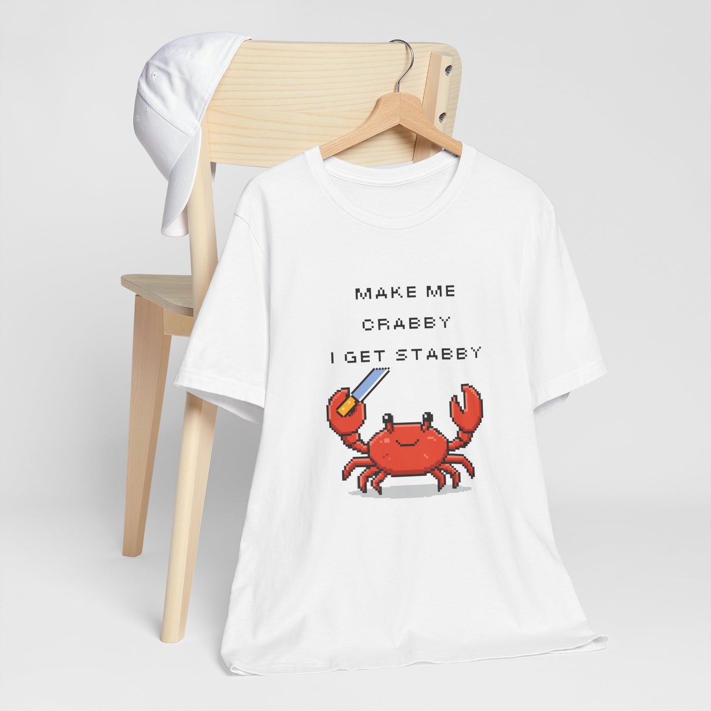 Make Me Crabby I Get Stabby crab graphic T-Shirt | Cute Pixel Crab tee