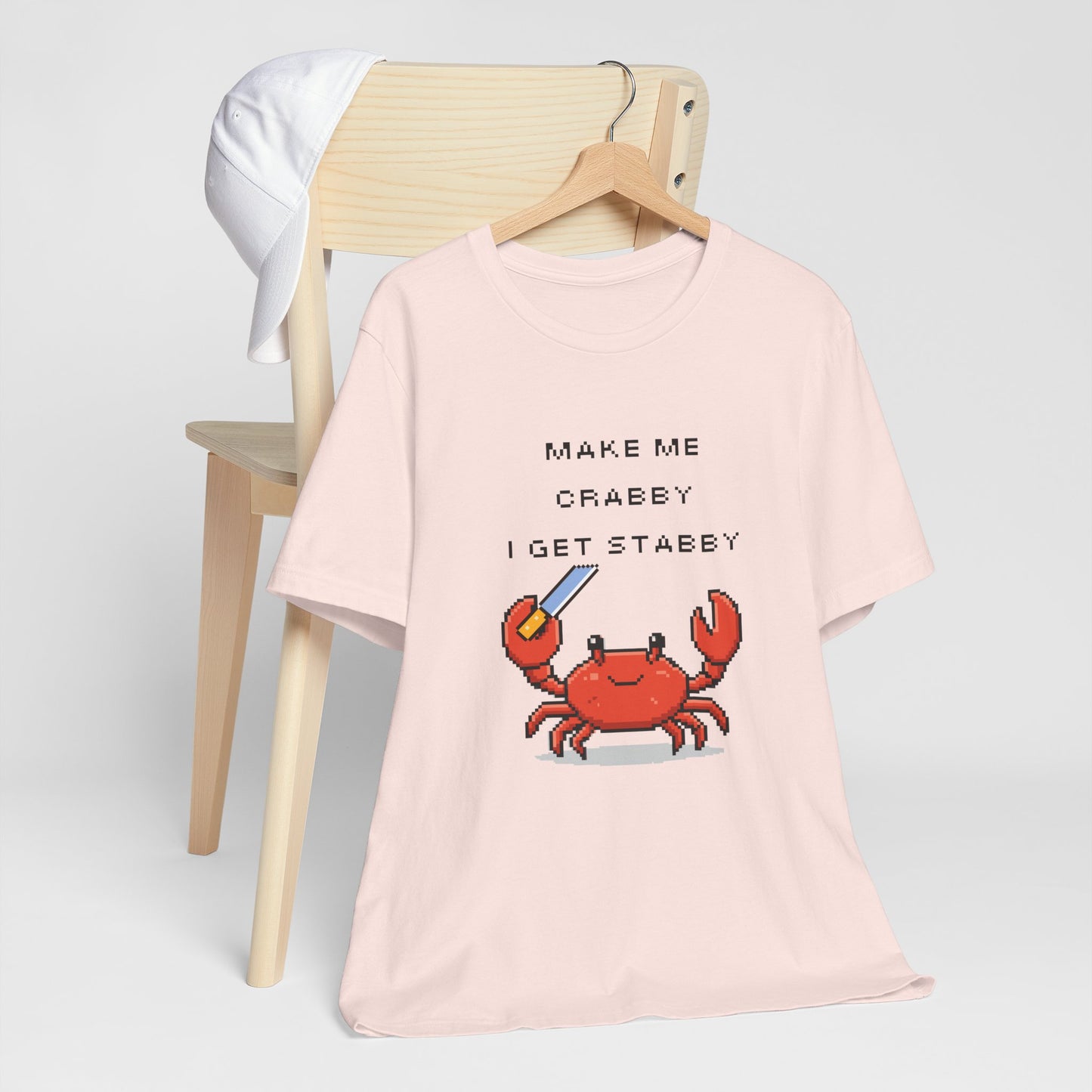 Make Me Crabby I Get Stabby crab graphic T-Shirt | Cute Pixel Crab tee