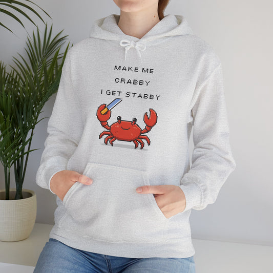 🦀 Make Me Crabby I Get Stabby Hoodie – Cute Crab Sweatshirt | Funny Cozy Hoodie 🦀