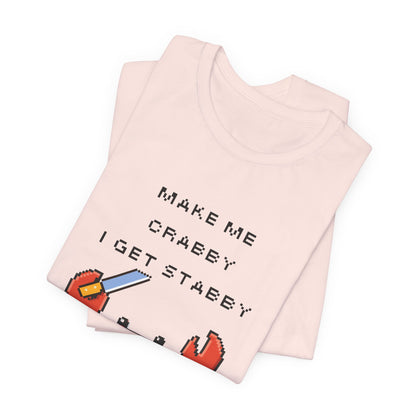 Make Me Crabby I Get Stabby crab graphic T-Shirt | Cute Pixel Crab tee