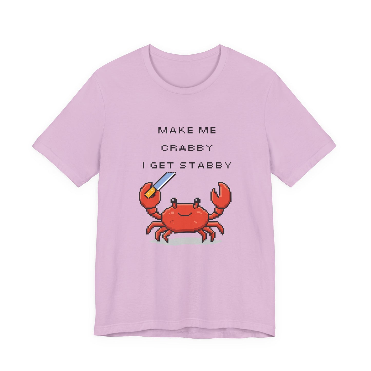 Make Me Crabby I Get Stabby crab graphic T-Shirt | Cute Pixel Crab tee