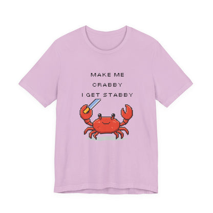 Make Me Crabby I Get Stabby crab graphic T-Shirt | Cute Pixel Crab tee