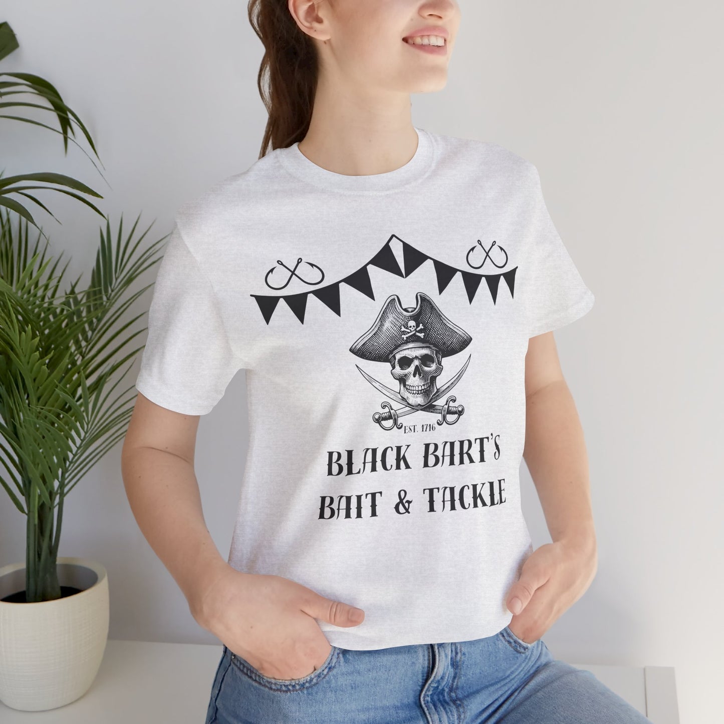 🏴‍☠️ Black Bart’s Bait & Tackle Tee – Vintage Pirate Fishing Shirt | Skull Graphic Angler Tee 🏴‍☠️