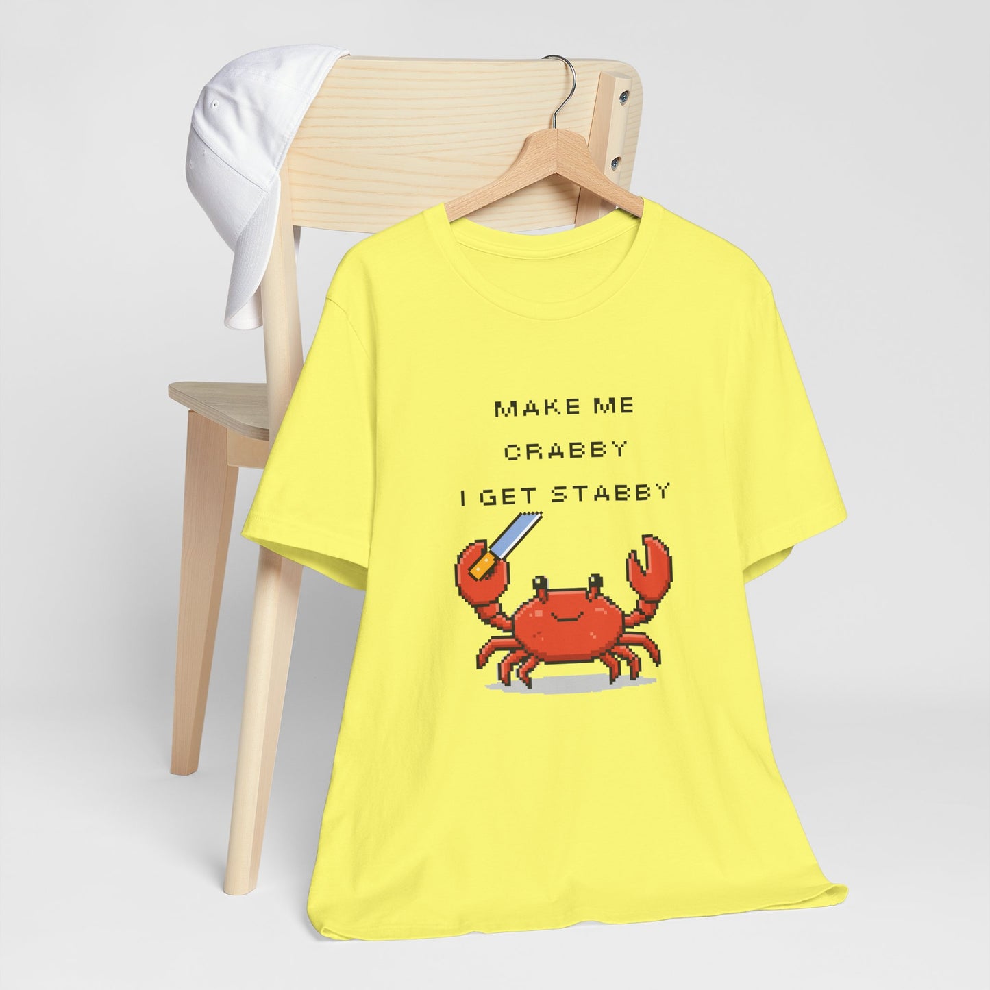 Make Me Crabby I Get Stabby crab graphic T-Shirt | Cute Pixel Crab tee