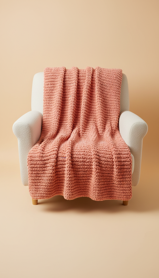Coral blush knit throw blanket