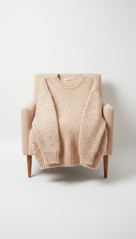 Peach cream oversized sweater