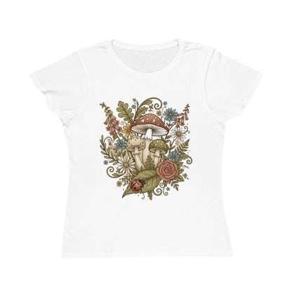 Mushroom Floral Illustration T-Shirt | Botanical Mushroom Art, Wildflower Garden Tee