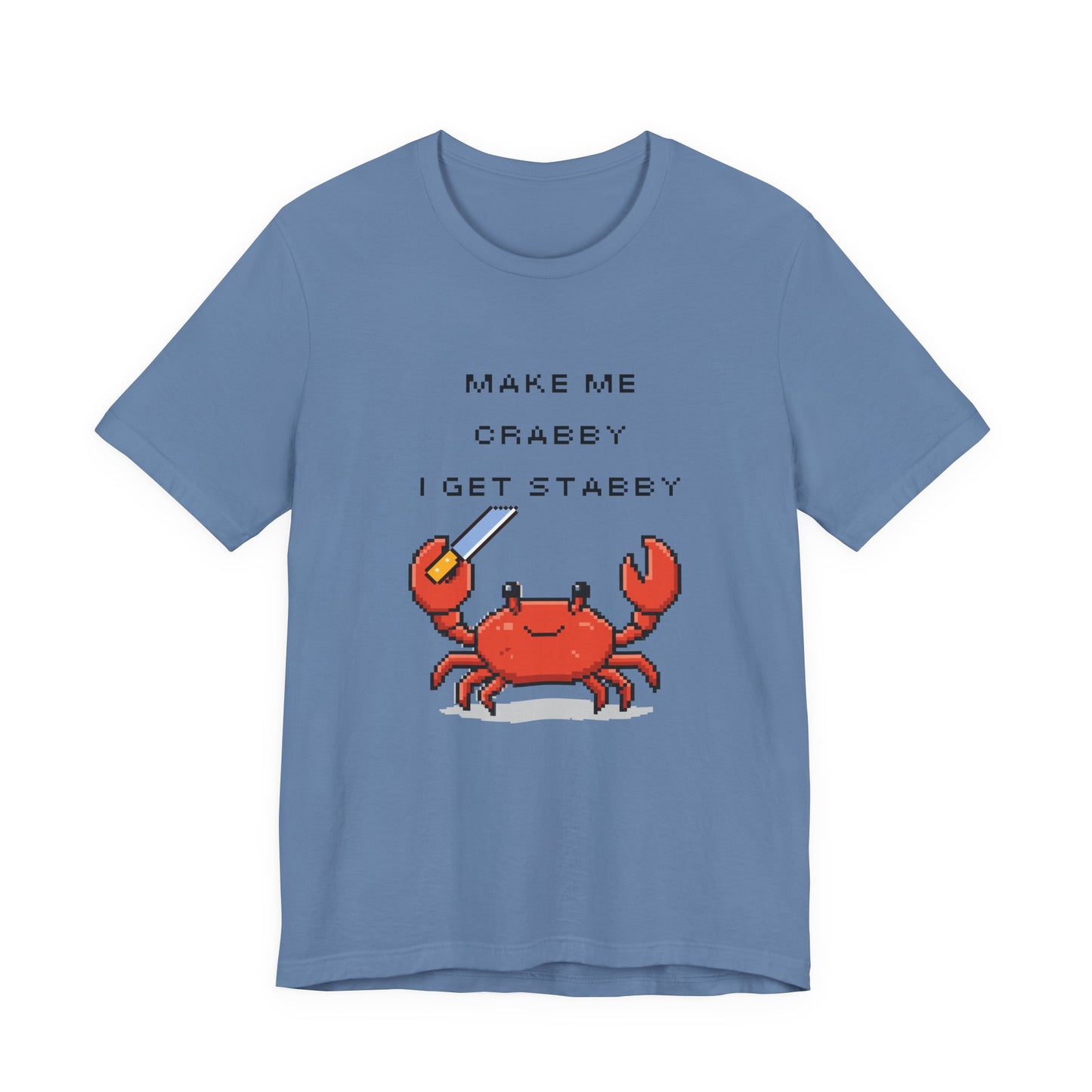 Make Me Crabby I Get Stabby crab graphic T-Shirt | Cute Pixel Crab tee