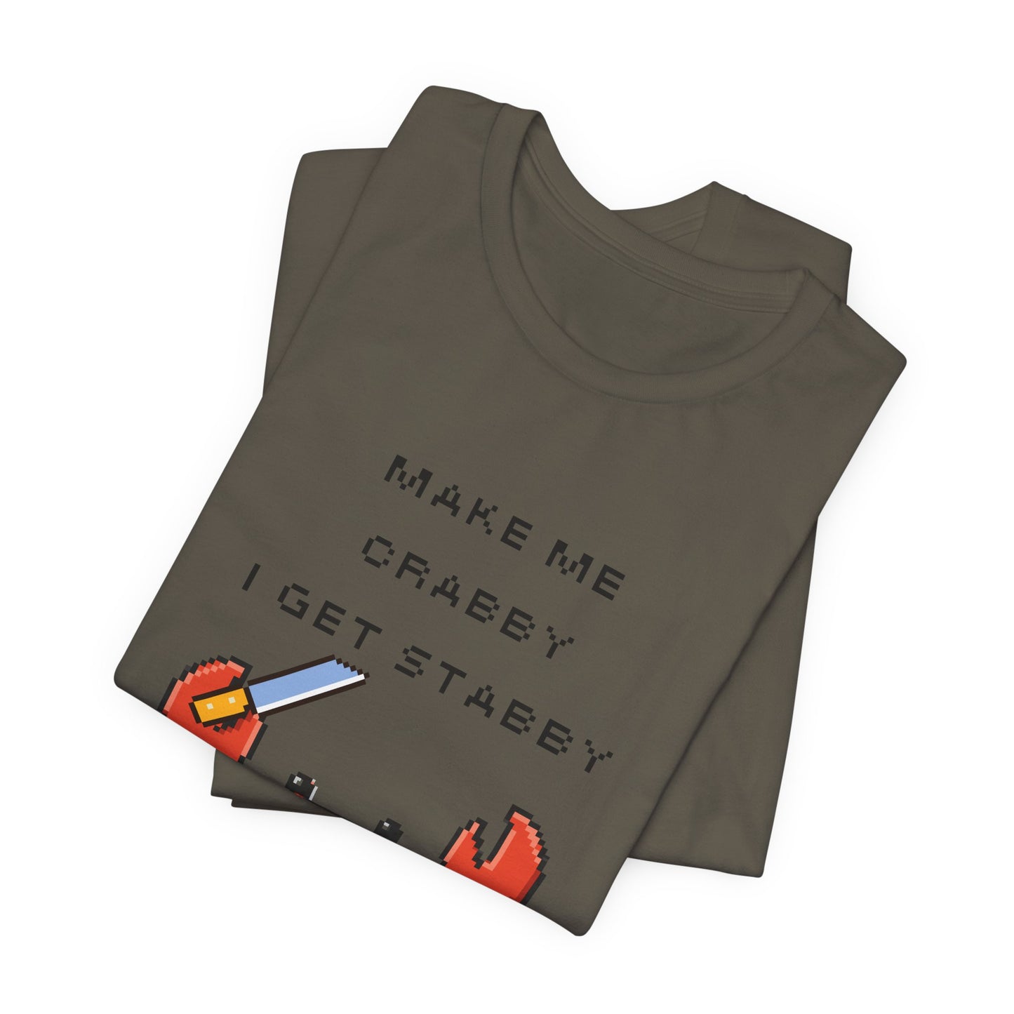 Make Me Crabby I Get Stabby crab graphic T-Shirt | Cute Pixel Crab tee